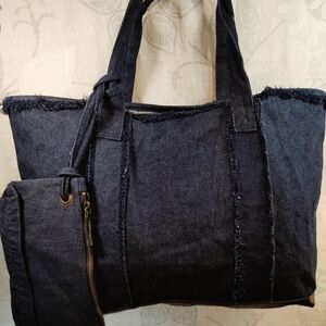 Elegant Dark Denim  Large Tote Bag